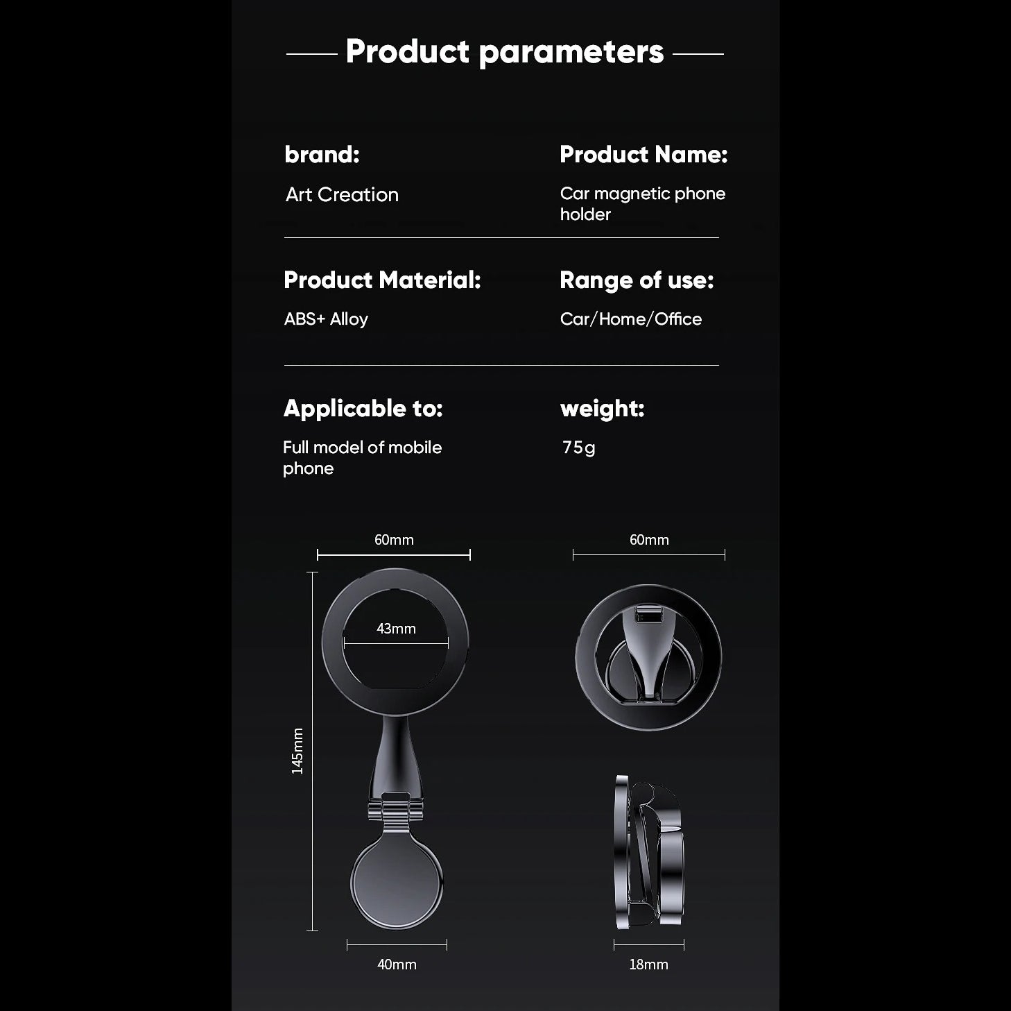 High-Quality iPhone MagSafe Magnetic Car Phone Holder, 360° Rotating Metal Mount with Strong Magnetic Grip for Dashboard Use