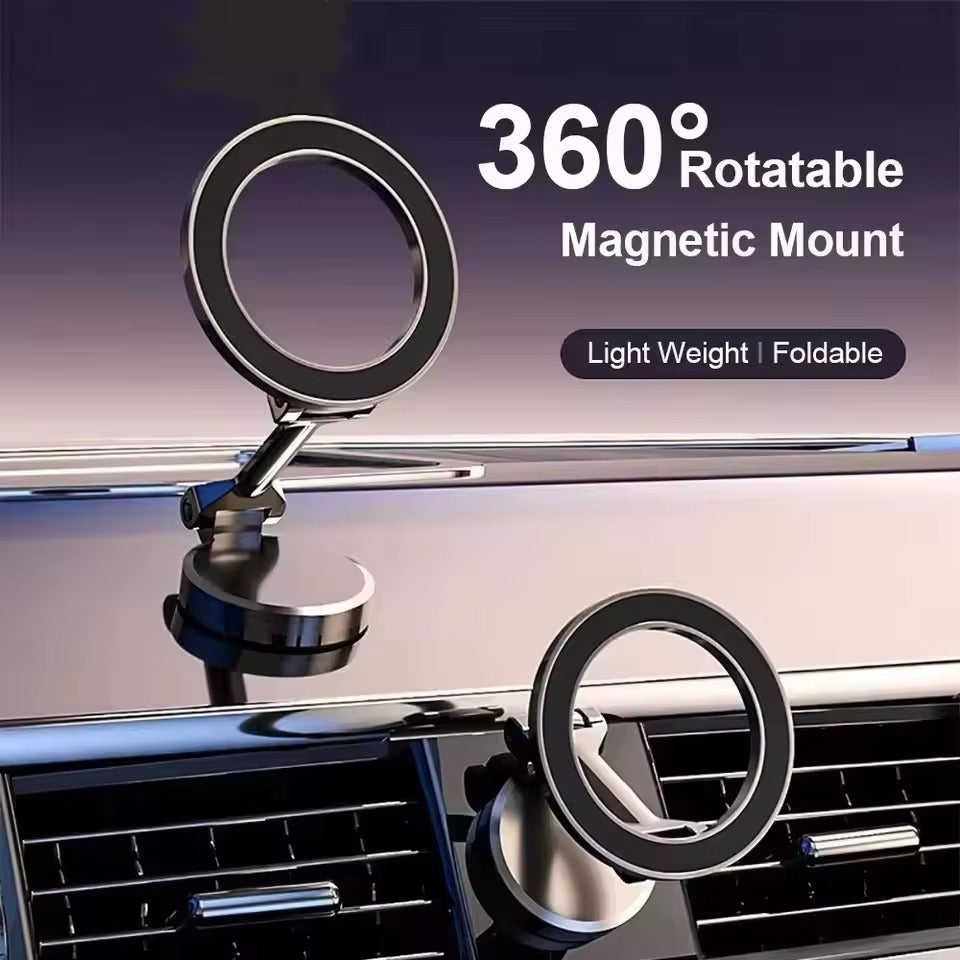 High-Quality iPhone MagSafe Magnetic Car Phone Holder, 360° Rotating Metal Mount with Strong Magnetic Grip for Dashboard Use