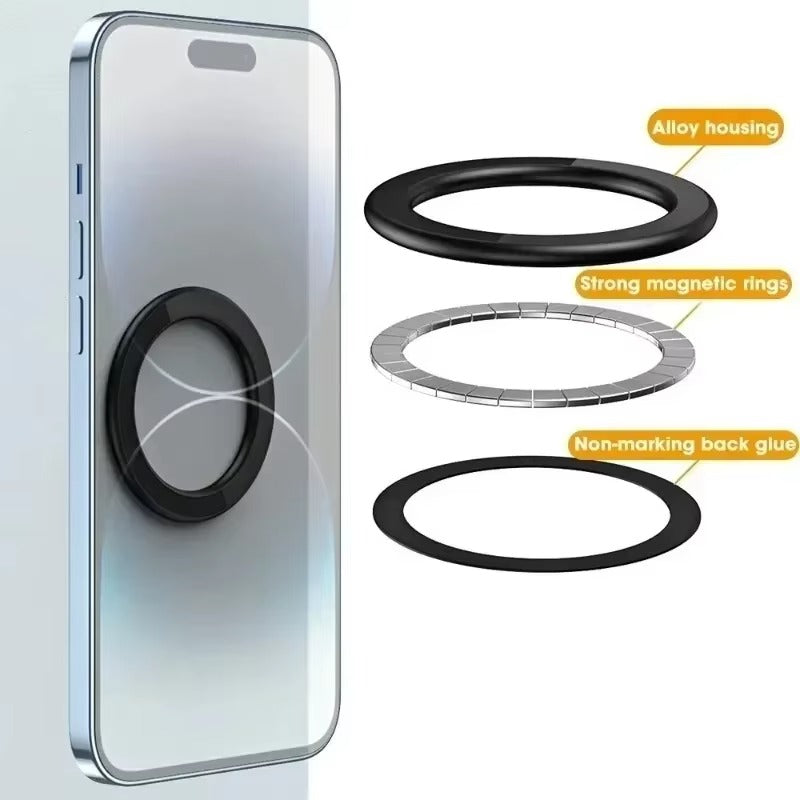 High-Quality iPhone MagSafe Magnetic Ring Holder, Universal Steel Wall & Car Phone Stand with Strong Magnetic Mount for Secure Hands-Free Use