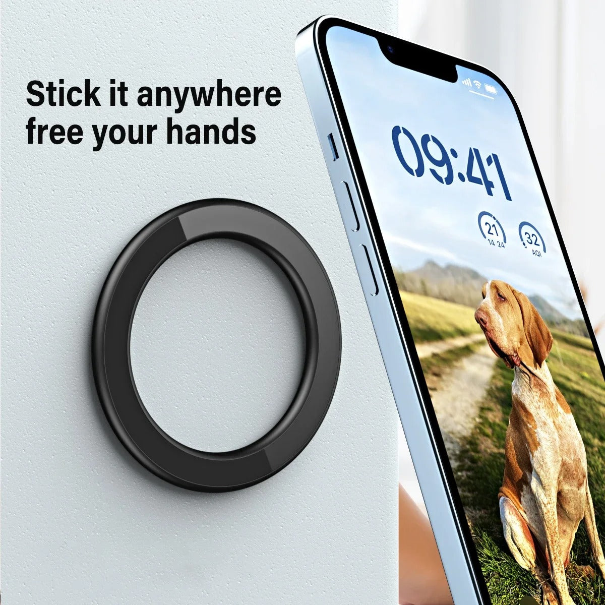 High-Quality iPhone MagSafe Magnetic Ring Holder, Universal Steel Wall & Car Phone Stand with Strong Magnetic Mount for Secure Hands-Free Use