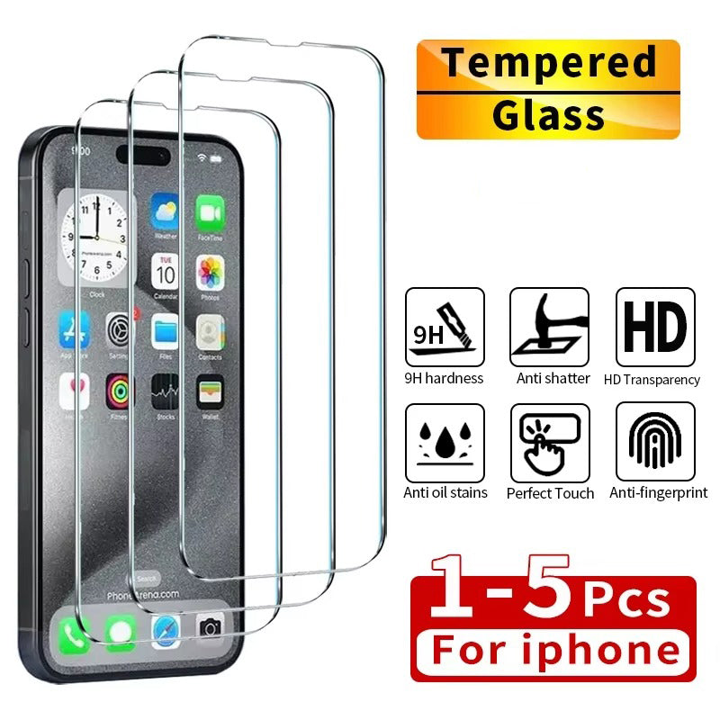 High-Quality iPhone Screen Protector in Tempered Glass – Clear Display Protection with Smudge Resistance, Scratch Defense & Shatter-Control Front Film