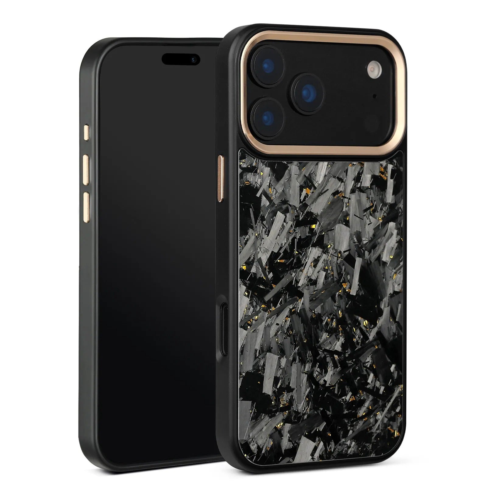 Impact-Ready iPhone Forged Carbon Fiber Case, MagSafe-Compatible Full Coverage Phone Cover with Metal Camera Lens & Button Protection