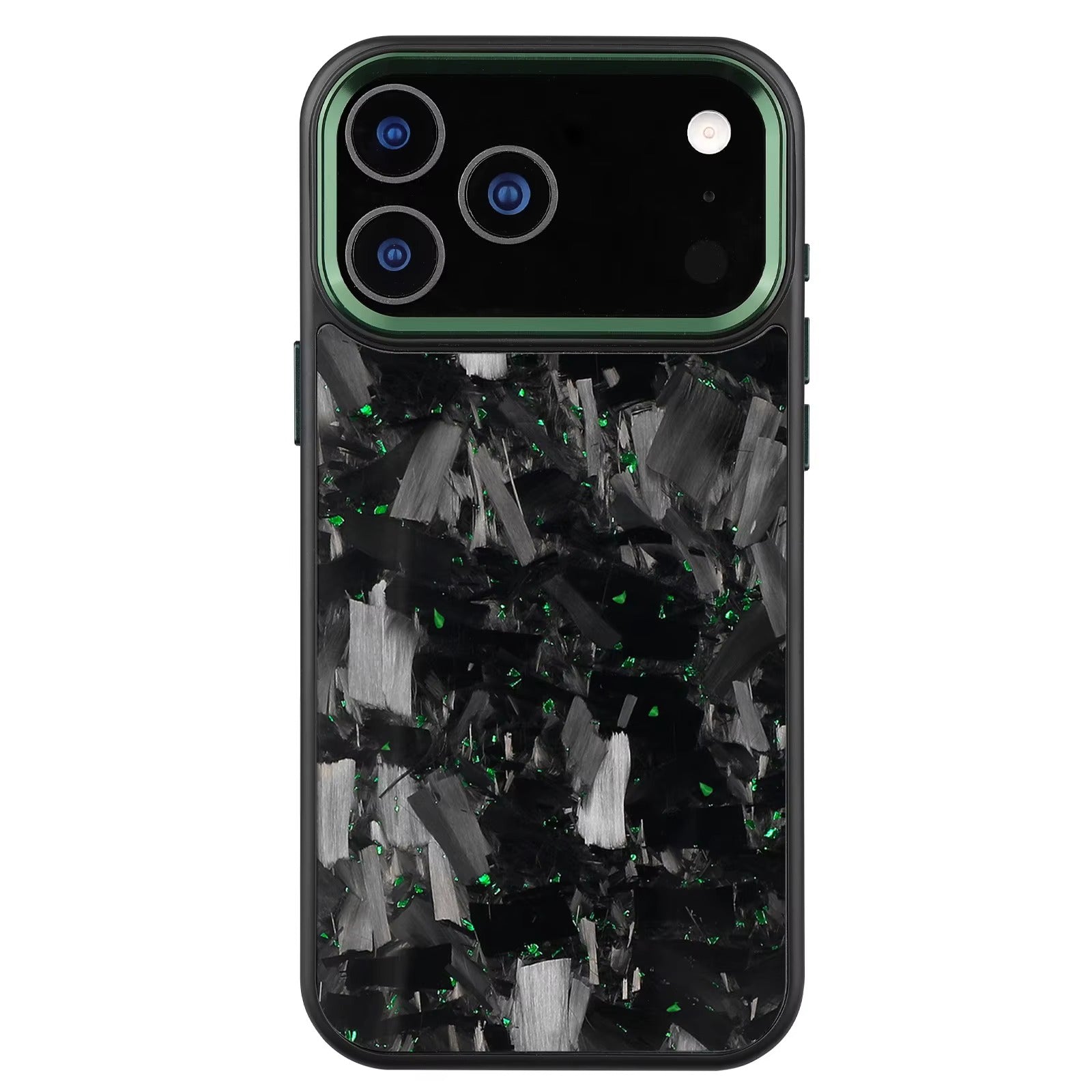 Impact-Ready iPhone Forged Carbon Fiber Case, MagSafe-Compatible Full Coverage Phone Cover with Metal Camera Lens & Button Protection