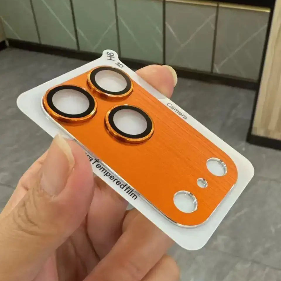 Impact-Ready iPhone Full-Cover Metal Camera Lens Protector, Tempered Glass Lens Cover with Metal Ring, Scratch Resistance & Shatter Protection