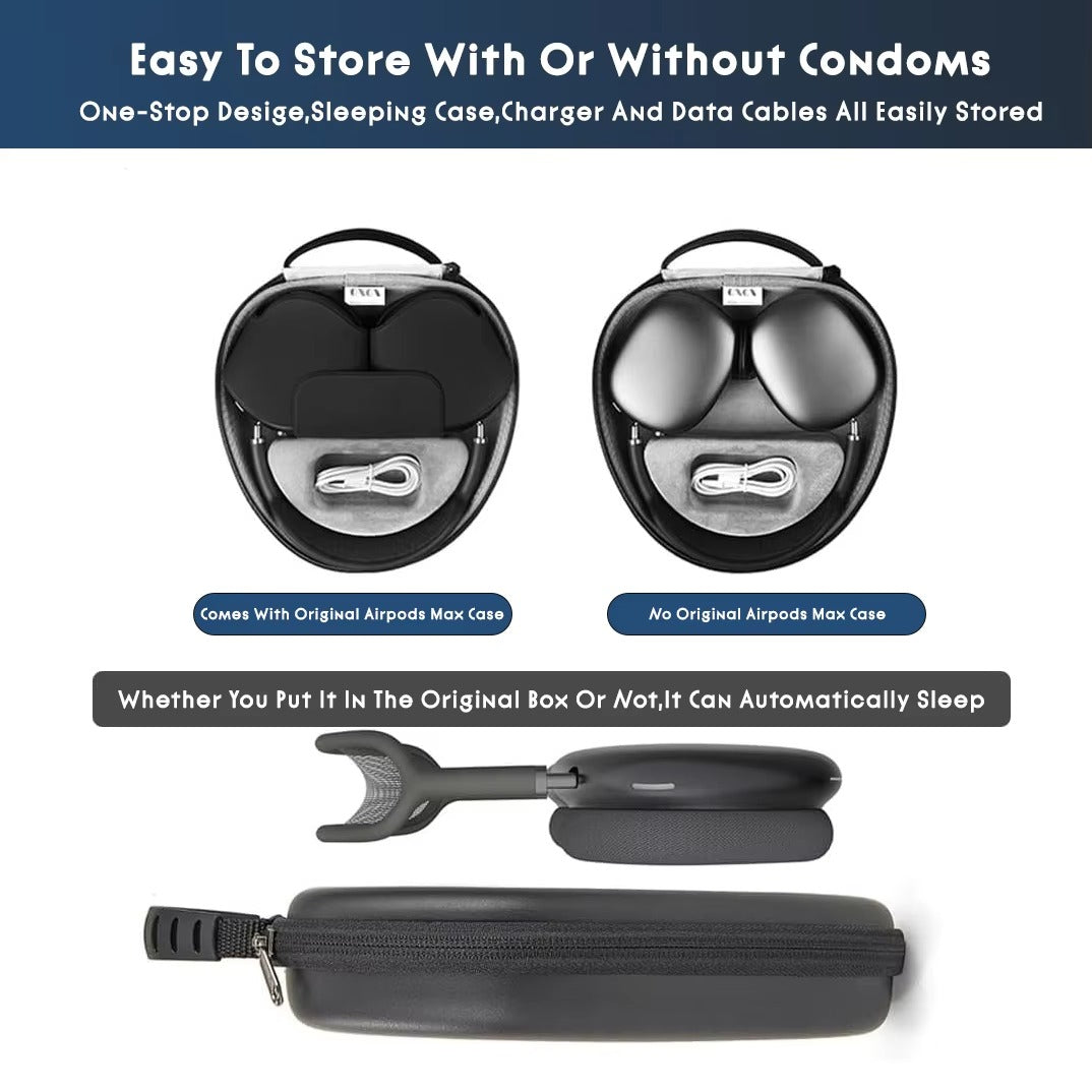 Luxury AirPods Protective Case Max Leather Smart Sleep, Premium Storage Bag with Full Coverage Protection for Headphones