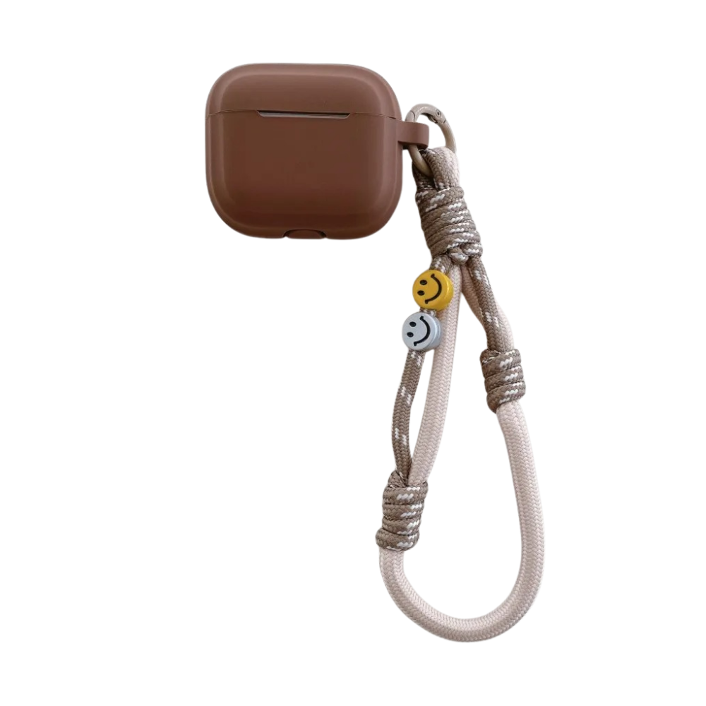 Luxury AirPods Silicone Protective Case with Smile Design Hand Strap, Soft Anti-Slip Cover