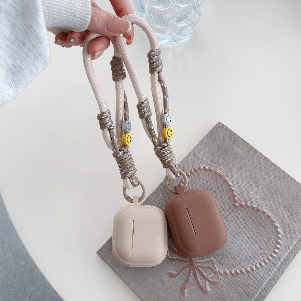 Luxury AirPods Silicone Protective Case with Smile Design Hand Strap, Soft Anti-Slip Cover