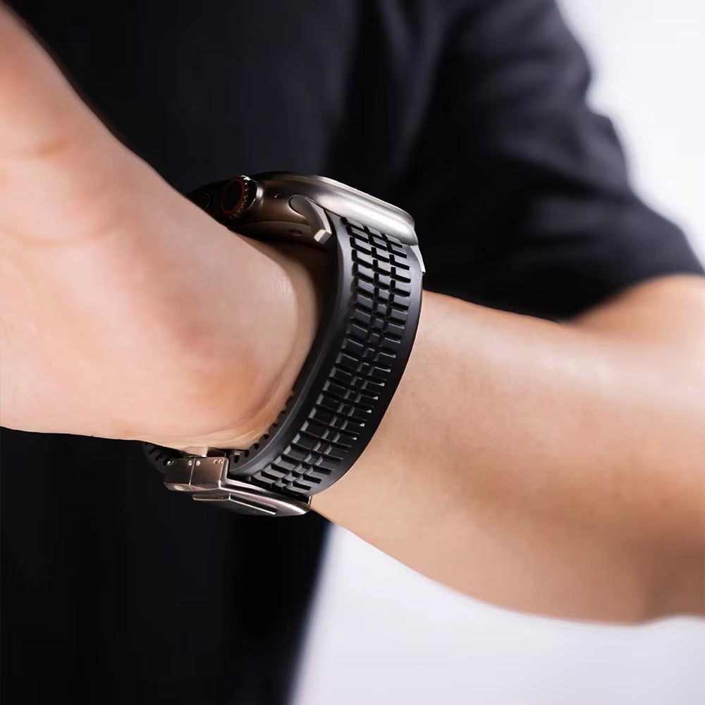 Luxury Apple Watch Sport Silicone Band with Stainless Steel Buckle – Soft, Durable & Athletic Design