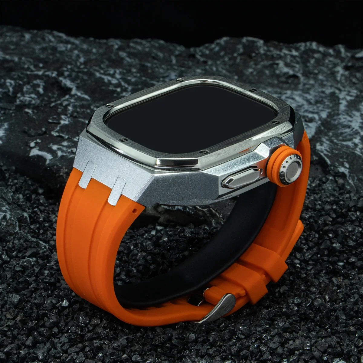 Luxury Apple Watch Stainless Steel Case & Strap Mod Kit, Premium Upgrade Protective Frame & Metal Band Set