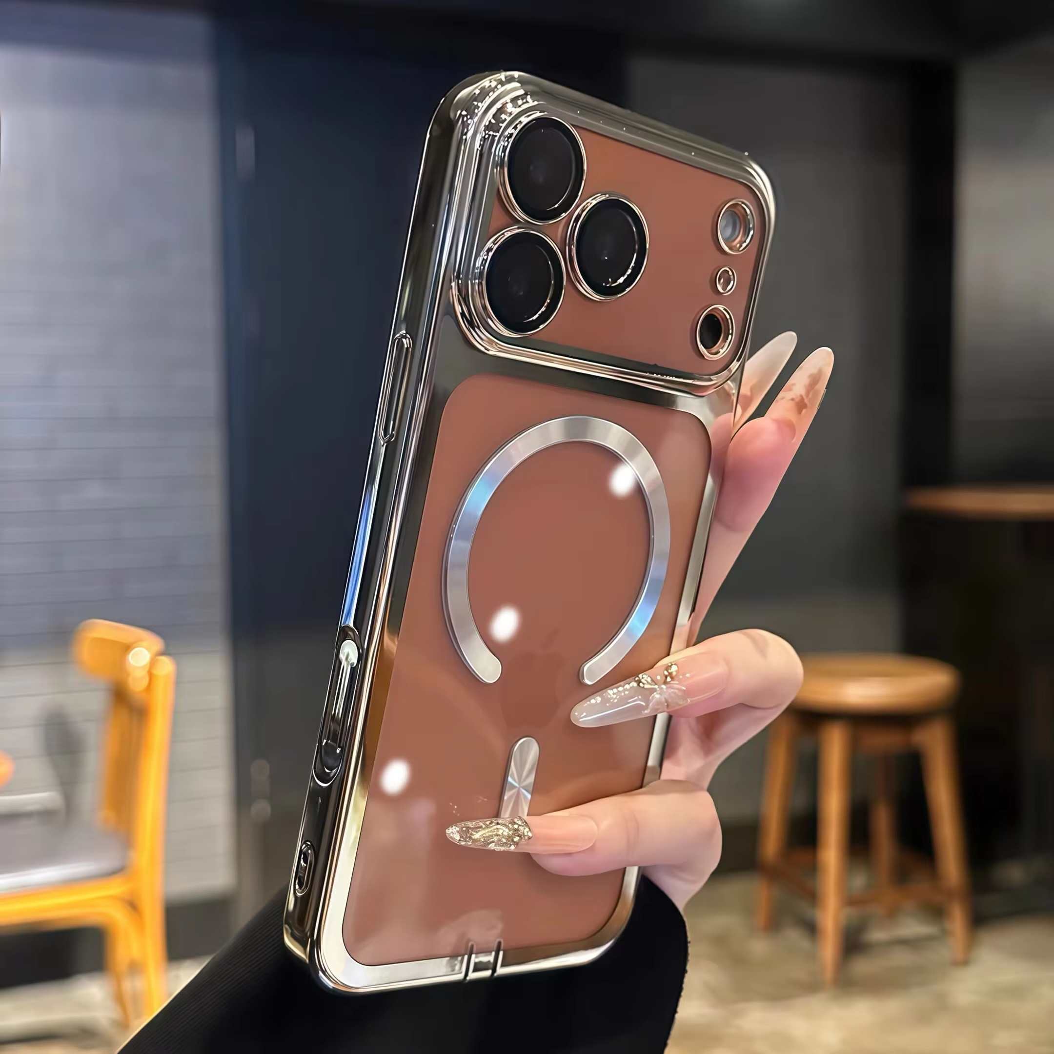 Luxury Clear Plating iPhone Case — MagSafe Wireless Charging Compatible, Shockproof Soft Acrylic Bumper Cover