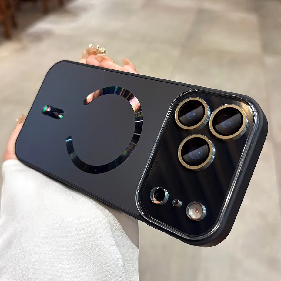 Luxury iPhone Case — Flowing Light MagSafe Big-Window Magnetic Shockproof Cover, Lightweight, Full Protection, Anti-Scratch Plain Design