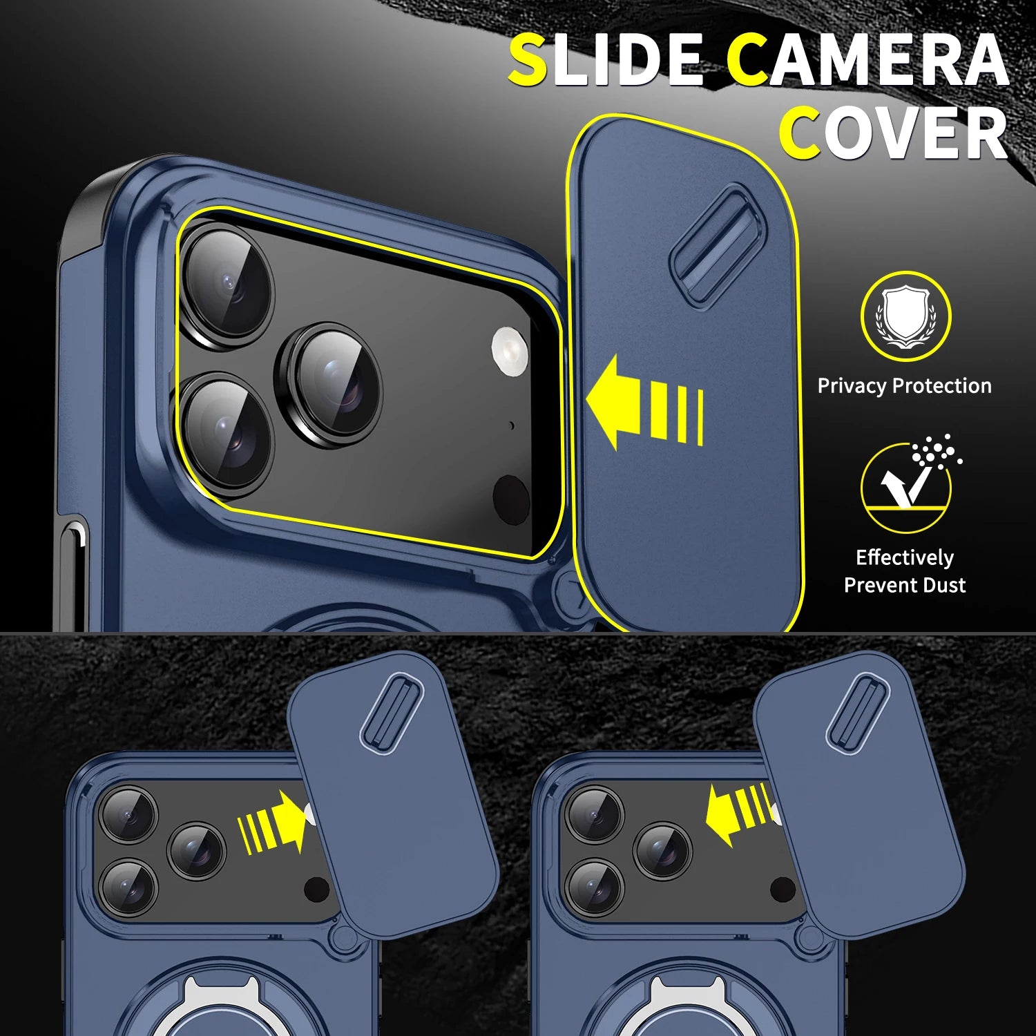 Luxury Heavy-Duty iPhone Case — Rugged Armor Magnetic Bracket with Shockproof PC Cover, Anti-Fingerprint, Anti-Scratch Protection