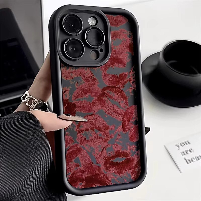 Luxury iPhone Case — Liquid Silicone Sexy Girl Lips Design, Shockproof, Anti-Fingerprint, Anti-Scratch, Non-Slip Full-Coverage Soft Cover