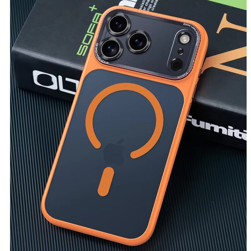 Luxury iPhone Case — MagSafe Magnetic Camera Lens Protector with Shockproof Half-Wrapped PC+TPU Cover, Anti-Fingerprint, Non-Slip, Wireless-Charging Compatible