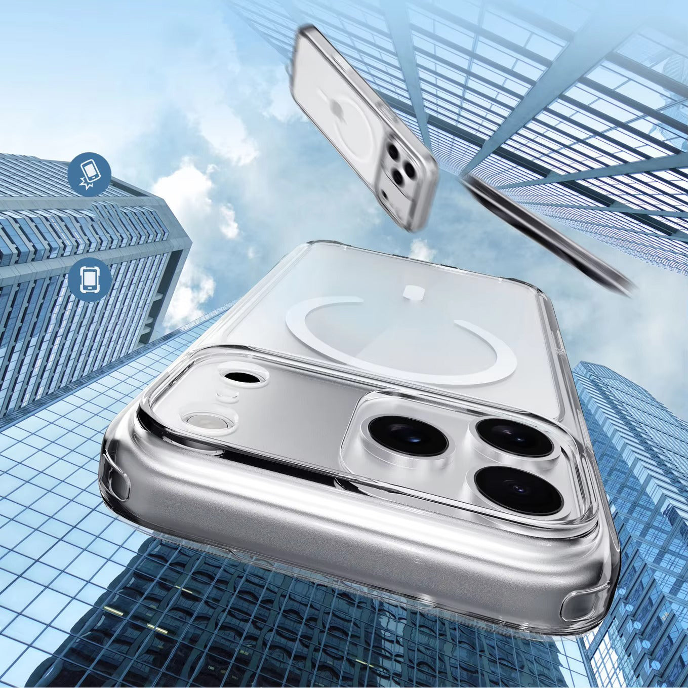 Luxury iPhone Case — MagSafe Magnetic Transparent TPU+PC Protective Cover with Camera Button, Shock-Resistant Slim Design