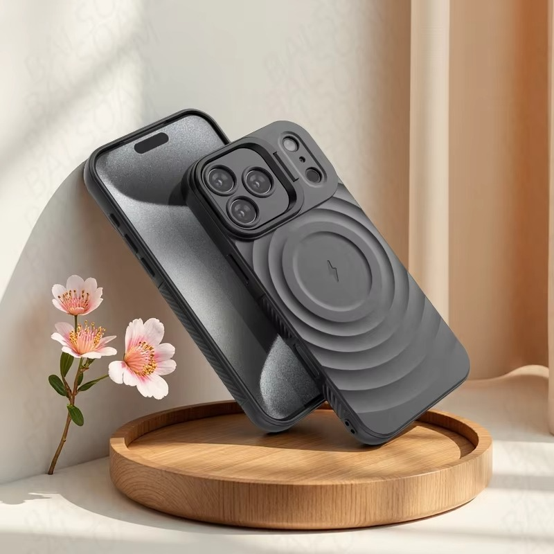 Luxury Magnetic iPhone Case — Adjustable Lens Mount Soft Silicone Cover, Shockproof, Anti-Fingerprint, Anti-Scratch, Dustproof, Non-Slip, Magsafe Compatible