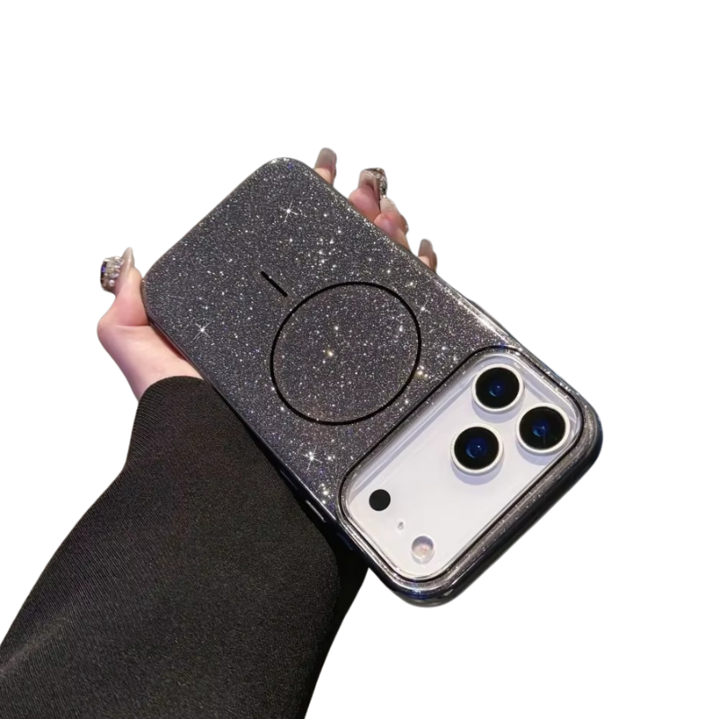 Luxury Magnetic iPhone Case with Glitter Candy Jelly Finish — Shockproof Hard Bumper Cover, Wireless Charging Compatible, Anti-Scratch Design