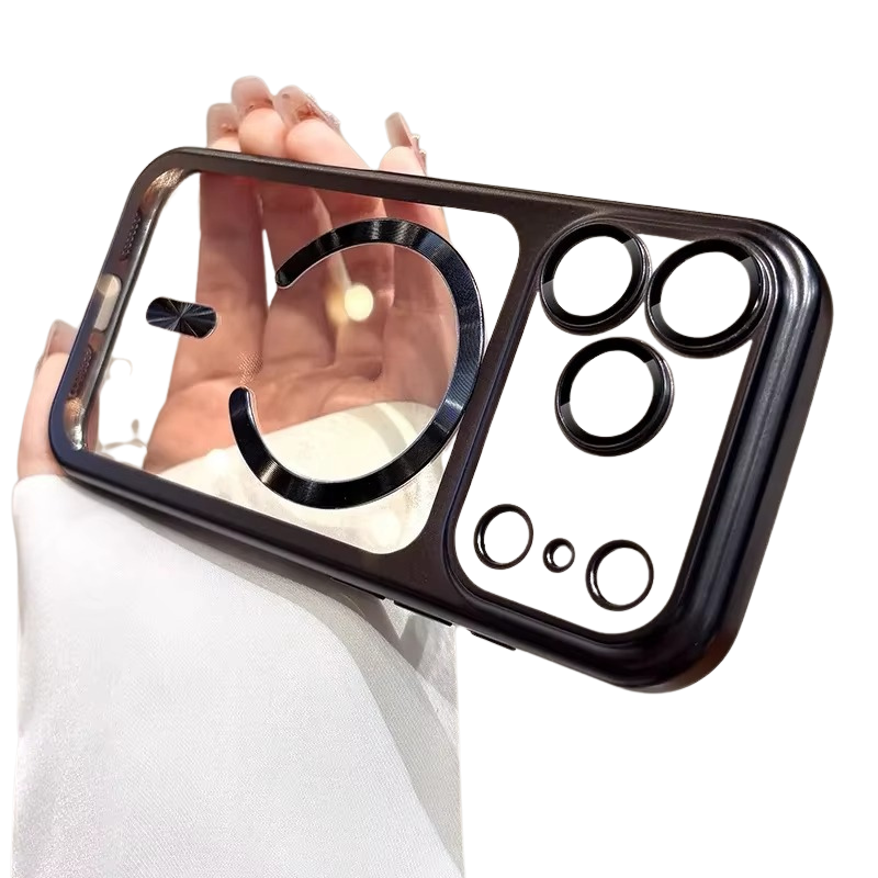 Luxury iPhone Case — Transparent Plating MagSafe Compatible Soft TPU Cover with Camera Protection, Shockproof Design, Anti-Fingerprint, Non-Slip Finish