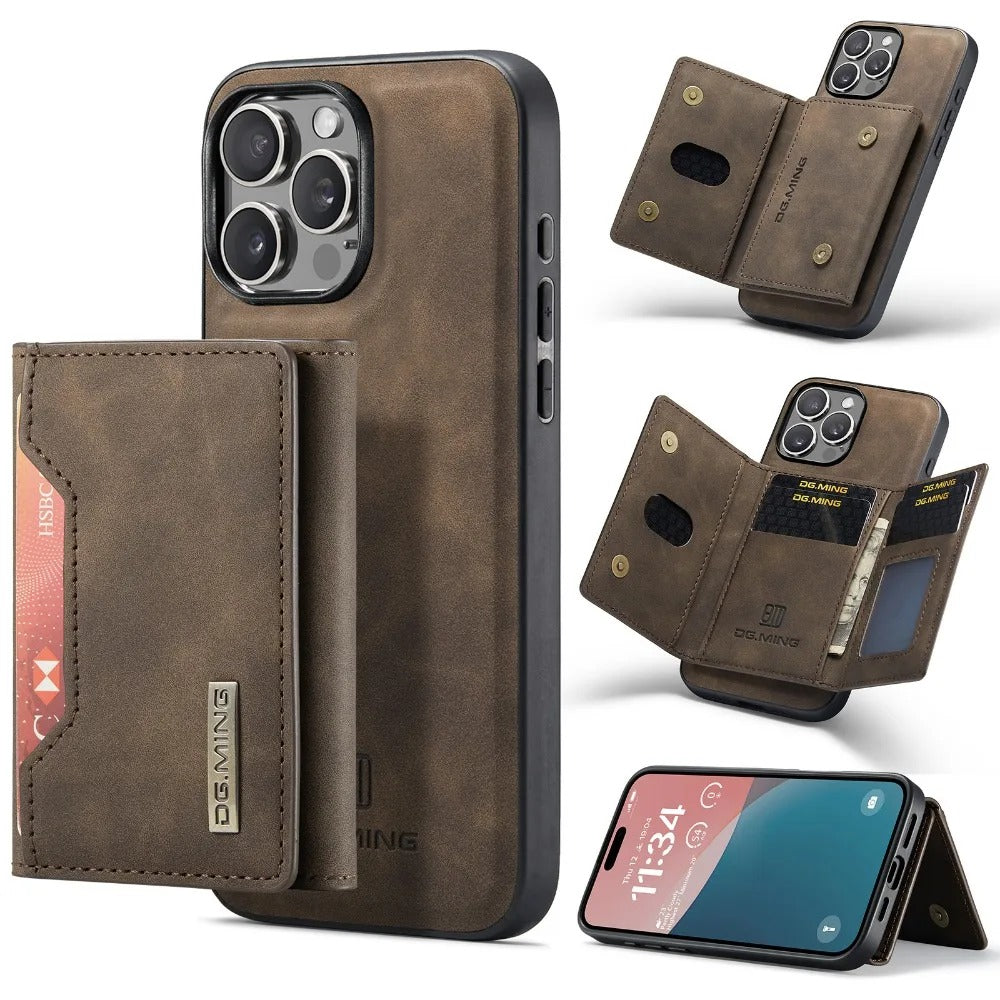 Luxury iPhone 2-in-1 Detachable Wallet Case — Magnetic PU Leather Cover with Card Holder, Slim Shockproof Design, Anti-Fingerprint and Non-Slip Protection