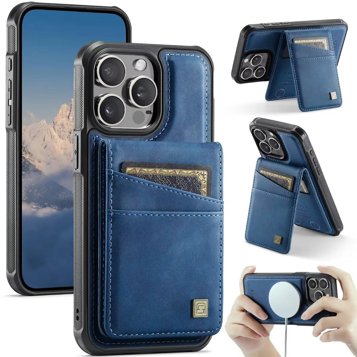 Luxury iPhone 2-in-1 Magnetic Wallet Case — Detachable Leather Cover with Card Holder, Wrist Strap, Shockproof Drop Protection, Full Access Design