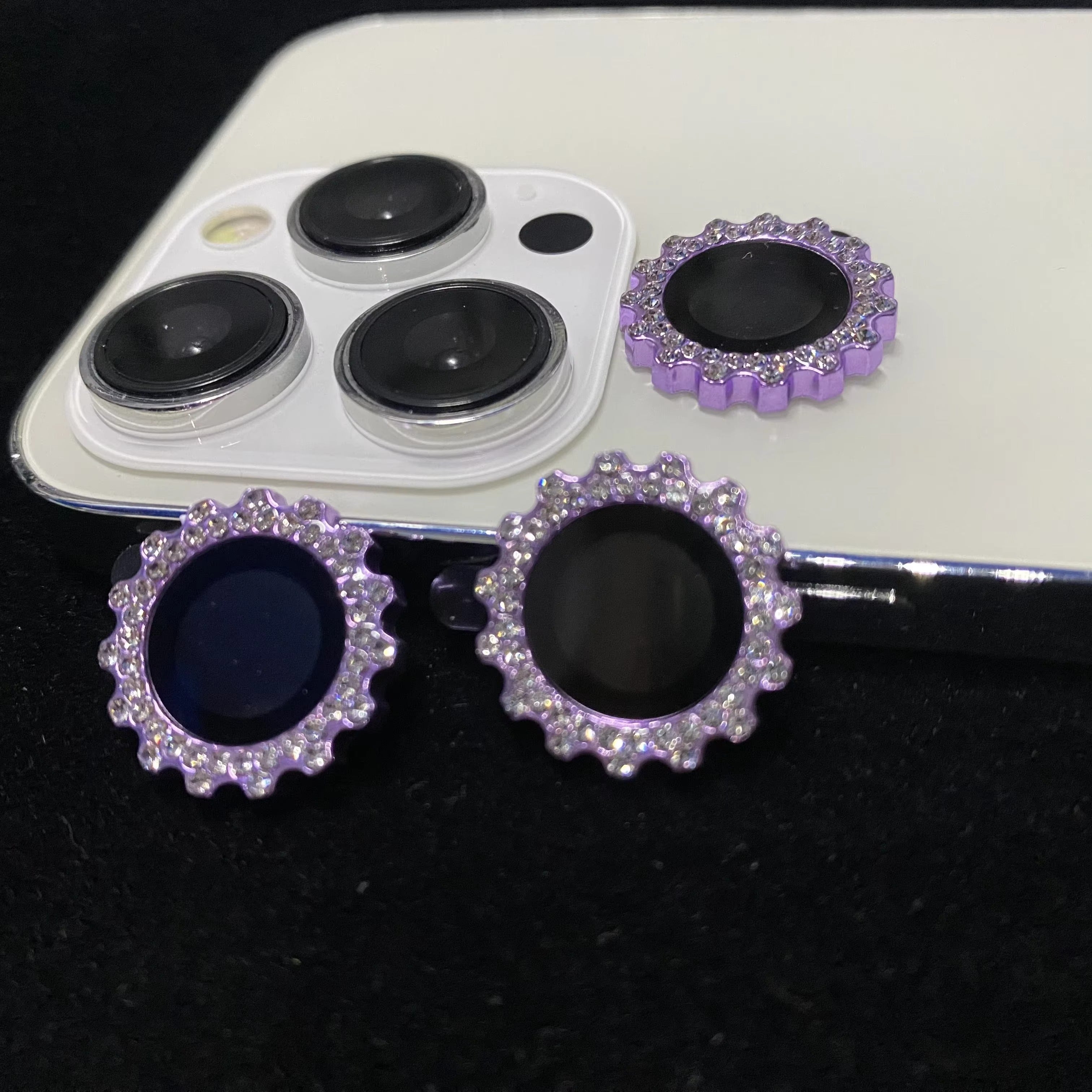 Luxury iPhone Bling Diamond Camera Lens Protector, Glitter Glass Ring Lens Cover with Full Coverage, Scratch Resistance & Decorative Protection