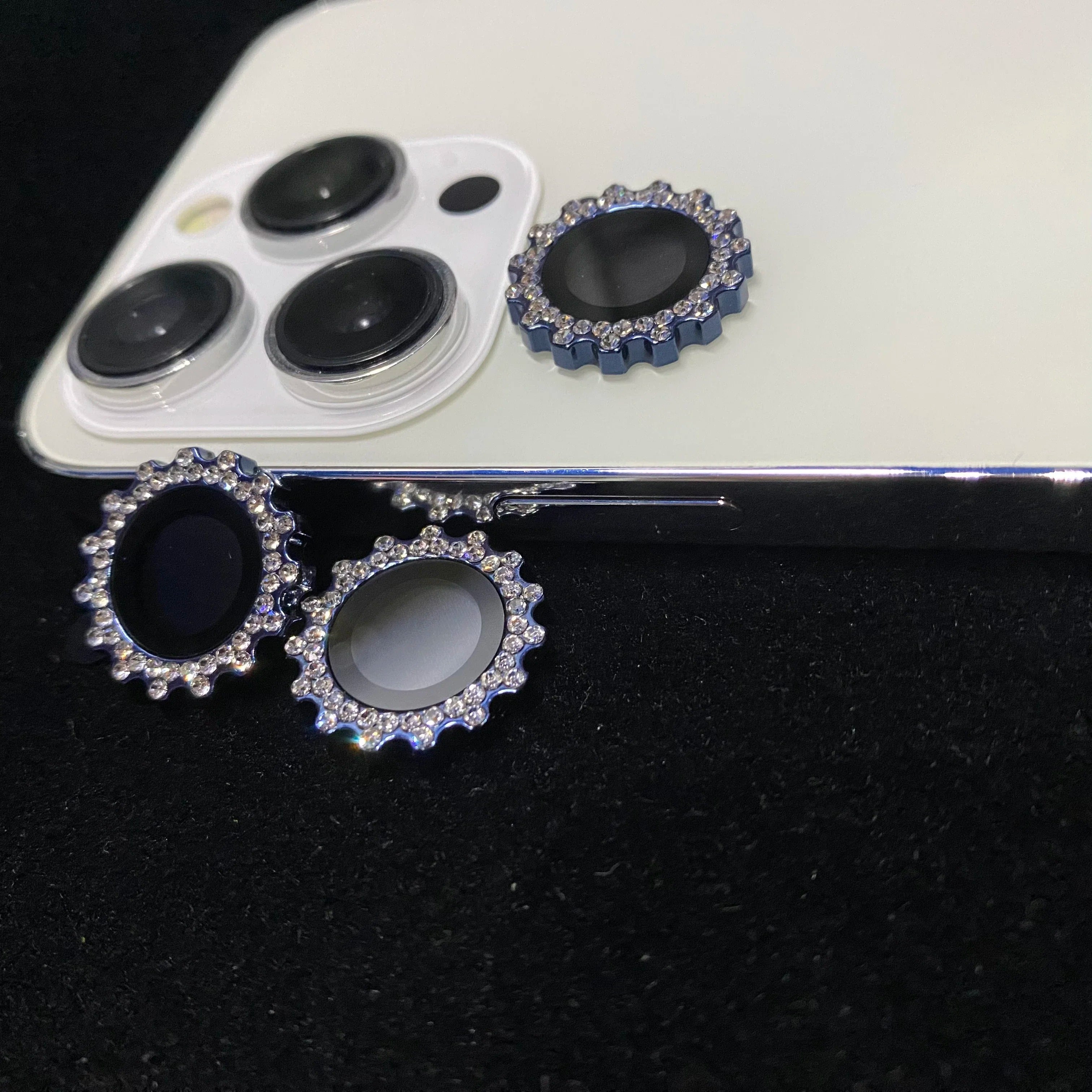 Luxury iPhone Bling Diamond Camera Lens Protector, Glitter Glass Ring Lens Cover with Full Coverage, Scratch Resistance & Decorative Protection