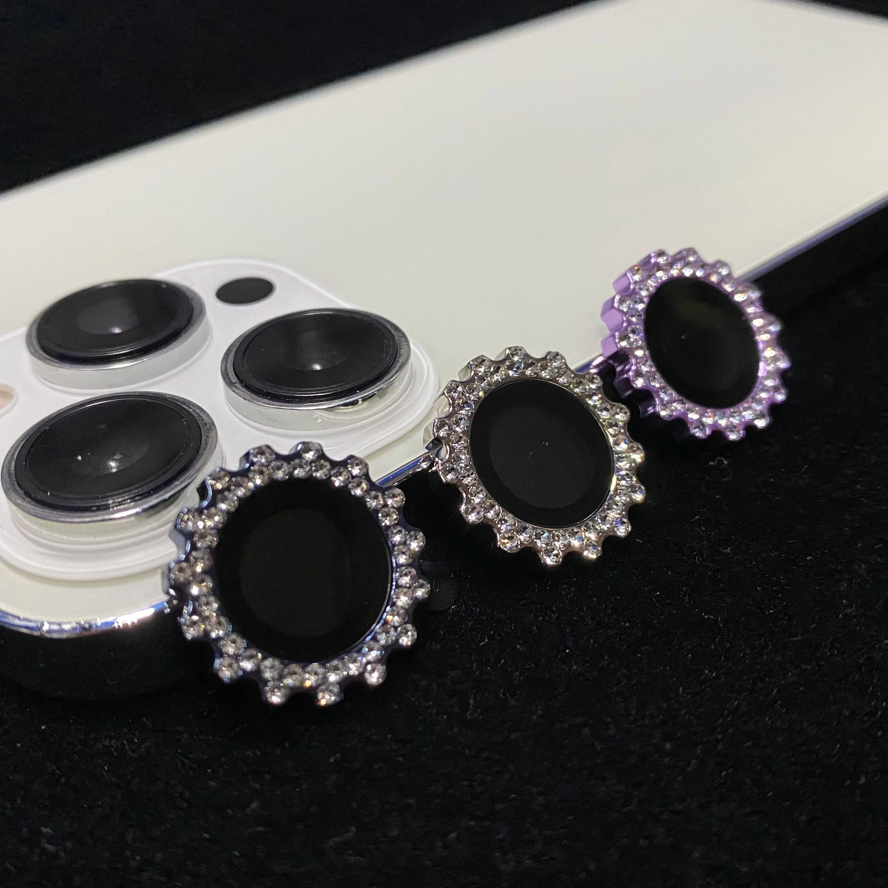 Luxury iPhone Bling Diamond Camera Lens Protector, Glitter Glass Ring Lens Cover with Full Coverage, Scratch Resistance & Decorative Protection