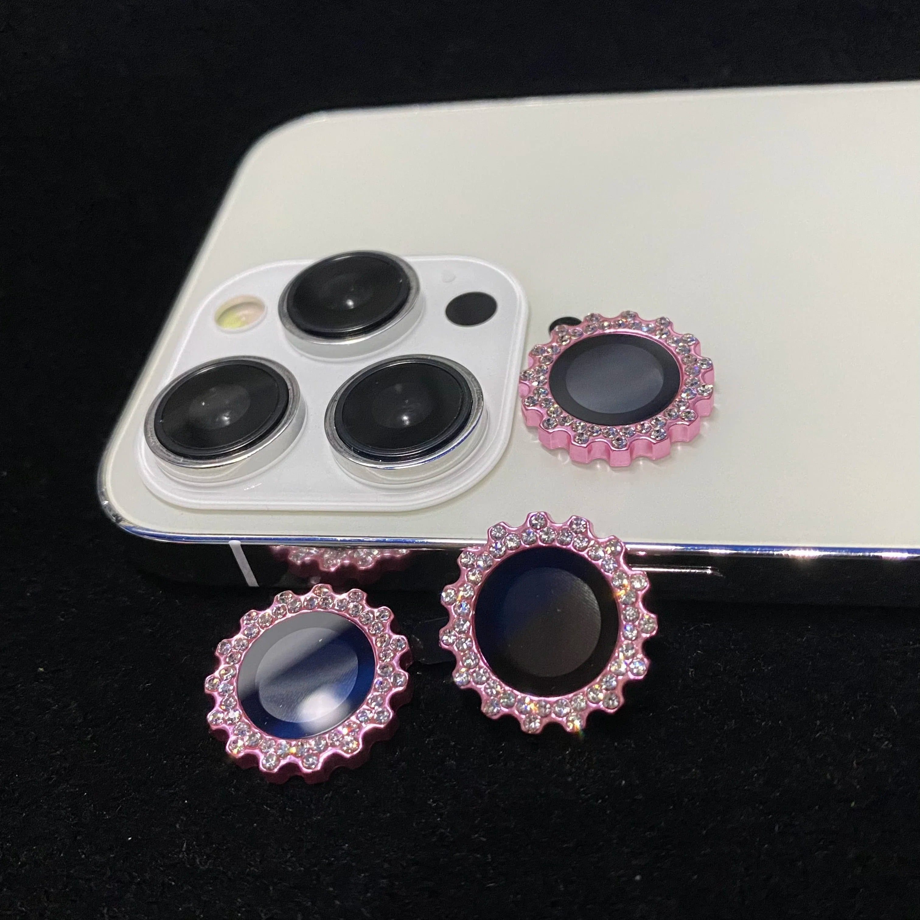 Luxury iPhone Bling Diamond Camera Lens Protector, Glitter Glass Ring Lens Cover with Full Coverage, Scratch Resistance & Decorative Protection