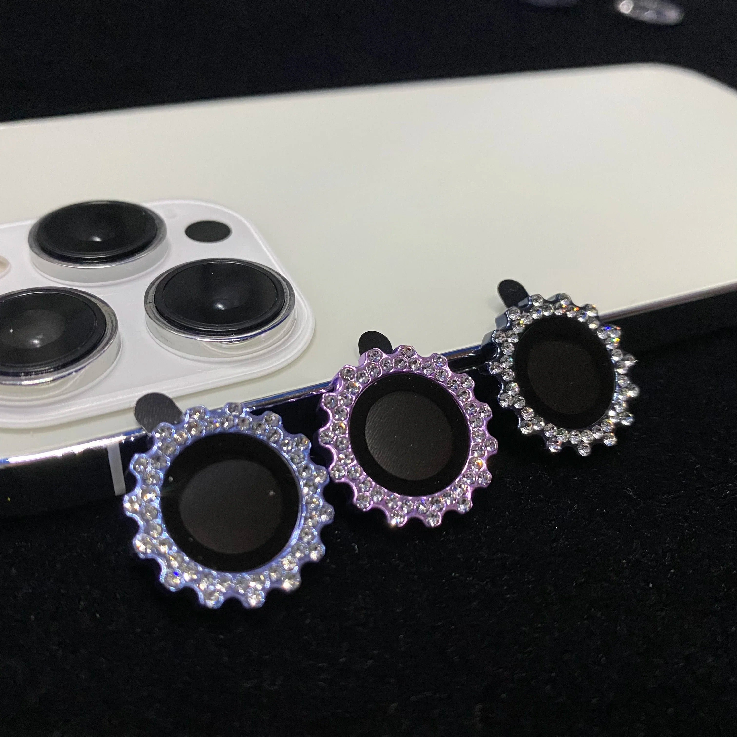 Luxury iPhone Bling Diamond Camera Lens Protector, Glitter Glass Ring Lens Cover with Full Coverage, Scratch Resistance & Decorative Protection