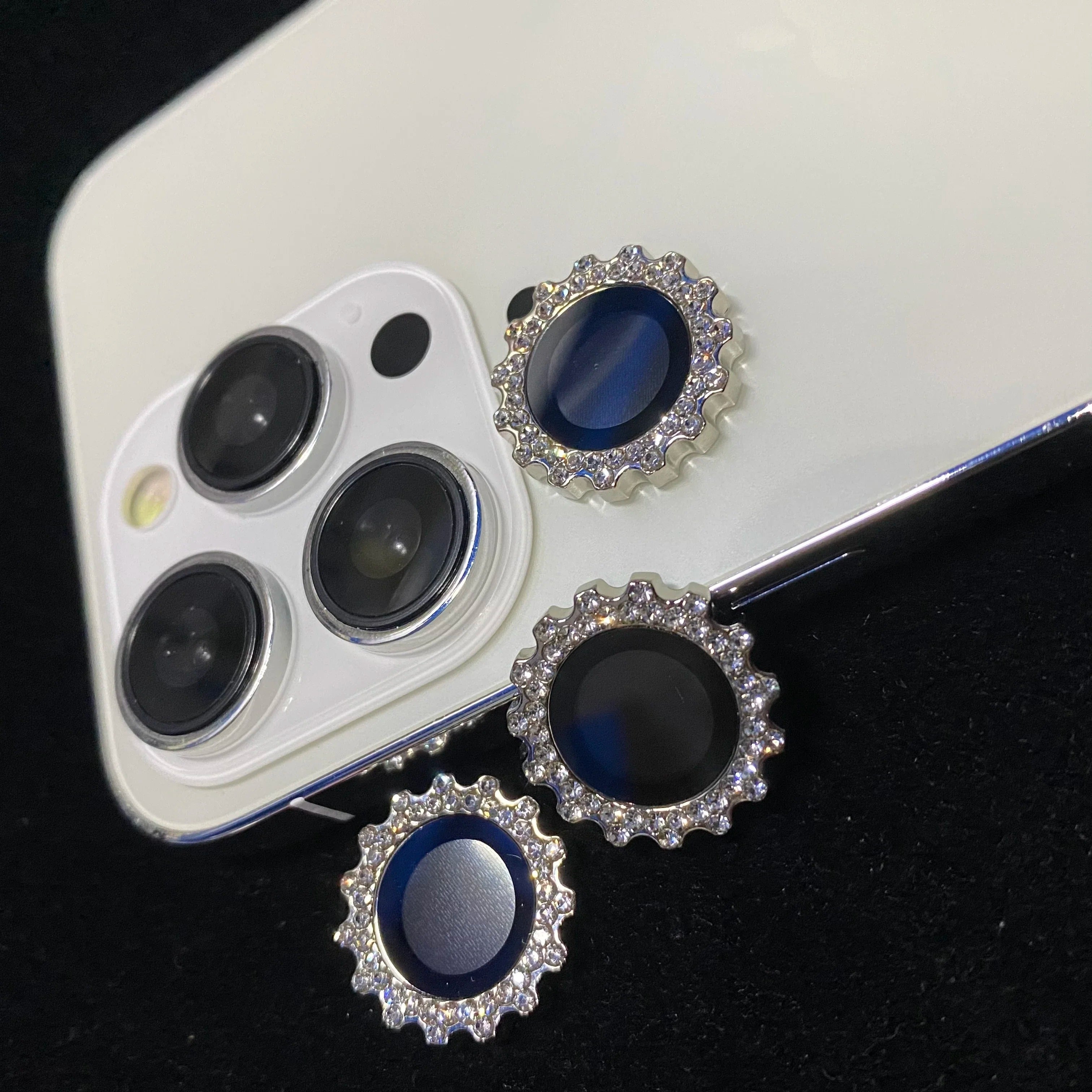 Luxury iPhone Bling Diamond Camera Lens Protector, Glitter Glass Ring Lens Cover with Full Coverage, Scratch Resistance & Decorative Protection