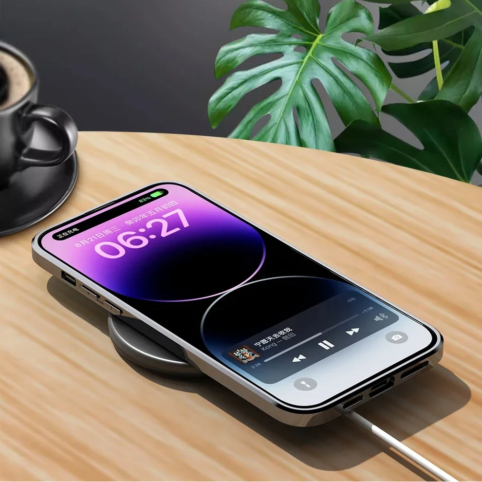 Luxury iPhone Case Genuine Cowhide Leather Back Cover — Full Camera Lens Protection, Plated Edges, Anti-Fingerprint Matte Finish, Wireless Charging Compatible