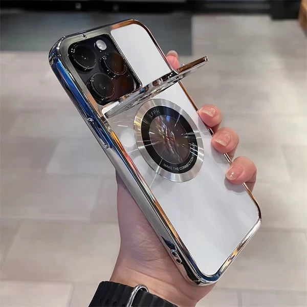 Luxury iPhone Case Transparent Magnetic Frameless Cover — Aluminum Alloy Frame, Slim Anti-Drop Shockproof Design, Scratch-Resistant Non-Slip Finish