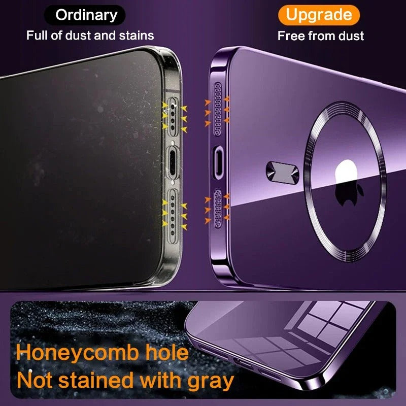 Luxury iPhone Case Tempered Glass Camera Protection — Transparent Acrylic Hard Cover, Plated Edges, Slim Shockproof Design, Scratch-Resistant Clear Finish