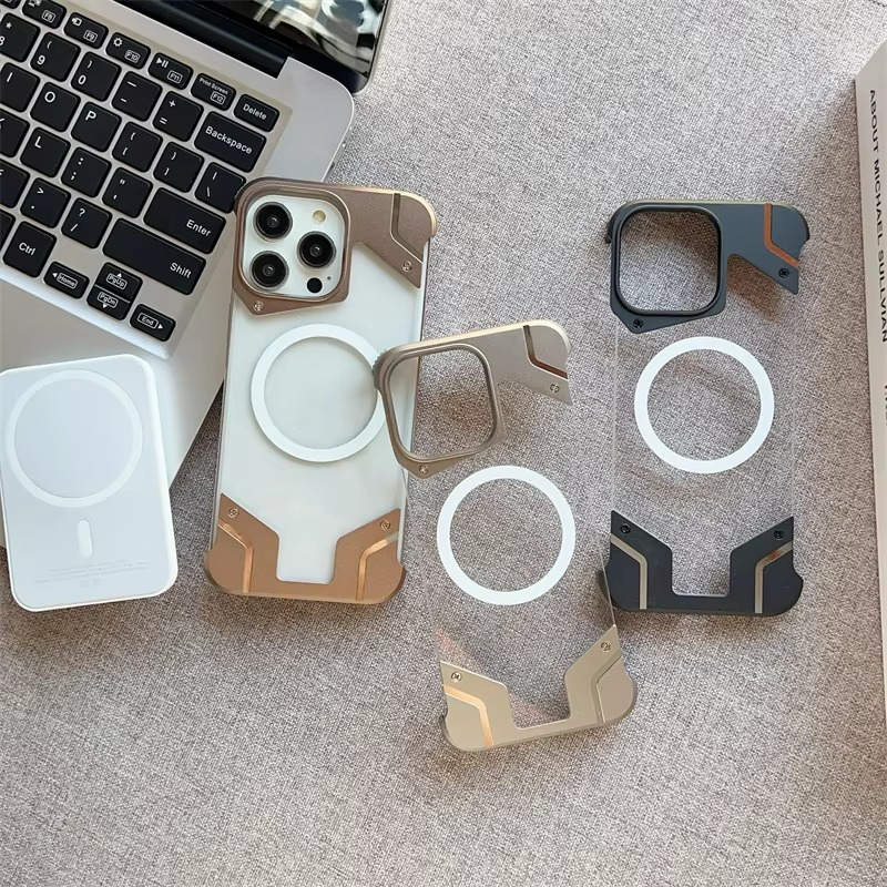 Luxury iPhone Case Transparent Magnetic Frameless Cover — Aluminum Alloy Frame, Slim Anti-Drop Shockproof Design, Scratch-Resistant Non-Slip Finish