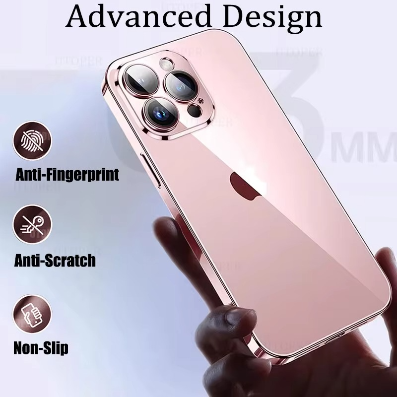 Luxury iPhone Case Transparent Plating Soft TPU Cover — Ultra-Thin Clear Design, HD Camera Lens Protection, Shockproof Anti-Fingerprint Scratch-Resistant Finish