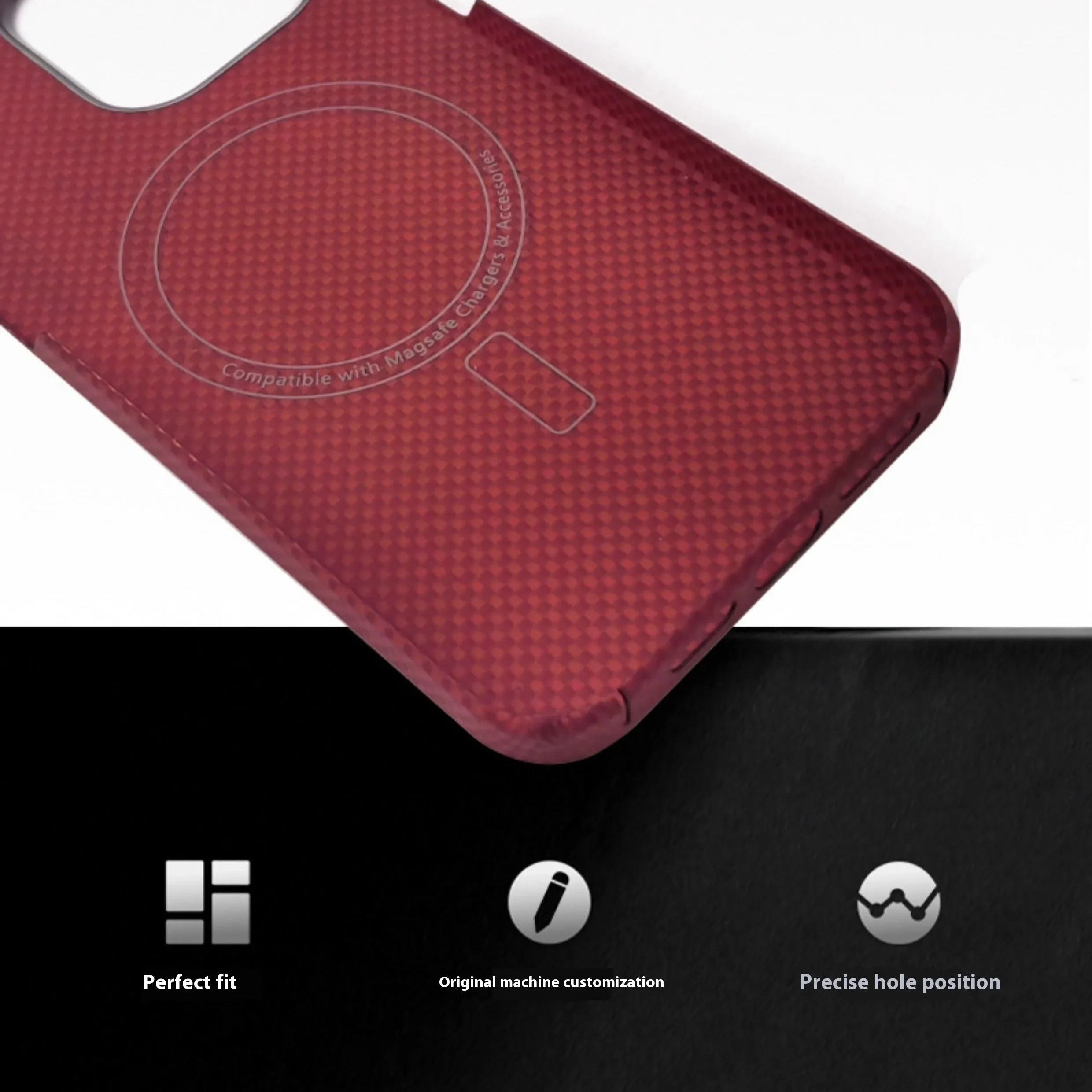 Luxury iPhone Case — 100% Carbon Fiber Magnetic Cover with Kevlar, Anti-Fingerprint, Slim Shockproof and Scratch-Resistant Design, MagSafe Compatible