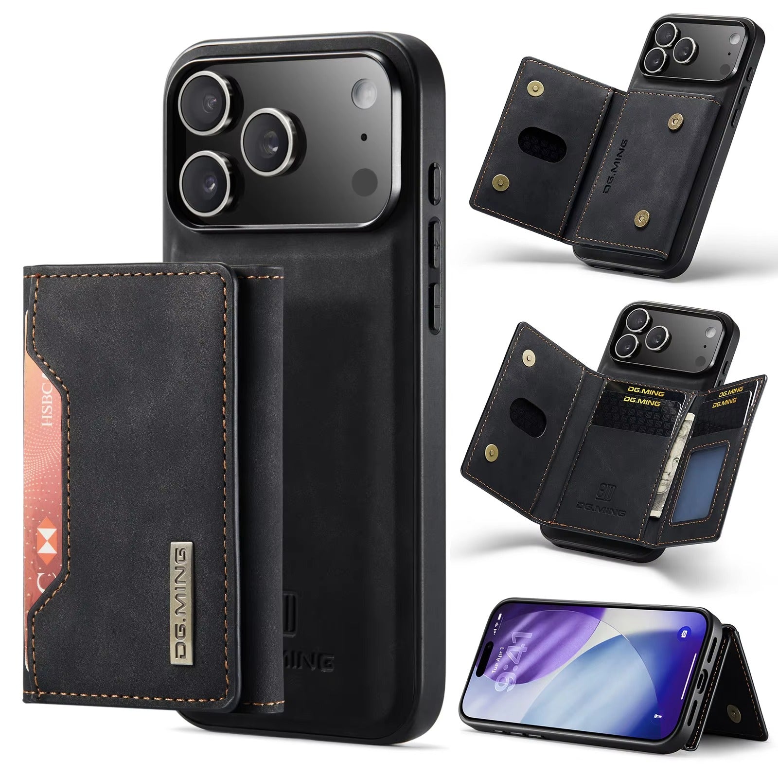 Luxury iPhone Case — 2-in-1 Detachable Magnetic Leather Wallet Cover with Card Slots, Kickstand Function & Protective Full-Body Design