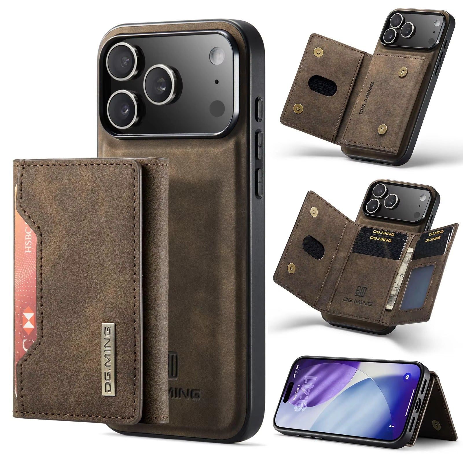 Luxury iPhone Case — 2-in-1 Detachable Magnetic Leather Wallet Cover with Card Slots, Kickstand Function & Protective Full-Body Design