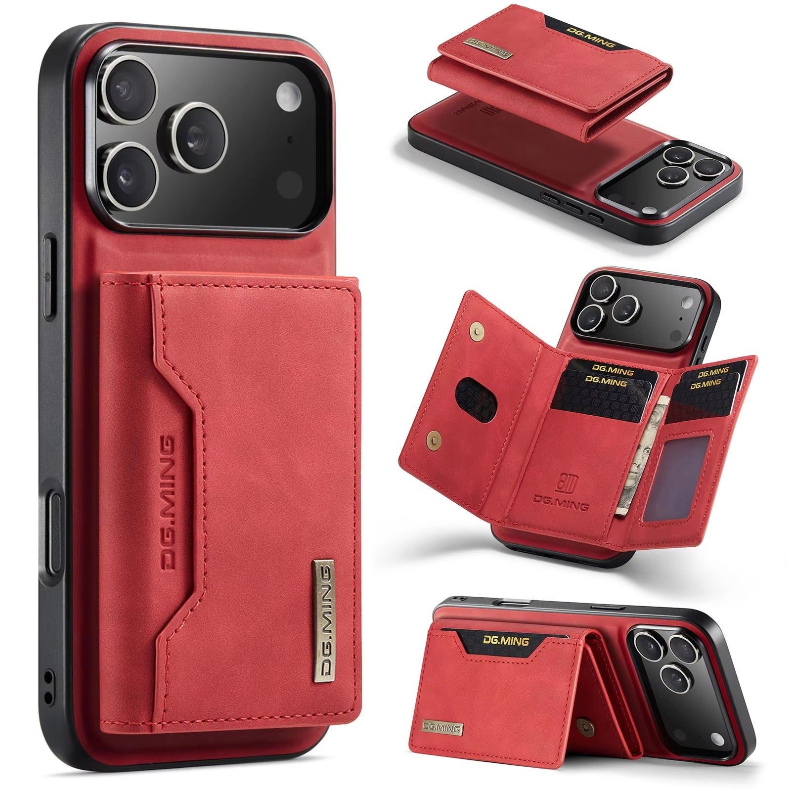 Luxury iPhone Case — 2-in-1 Detachable Magnetic Leather Wallet Cover with Card Slots, Kickstand Function & Protective Full-Body Design