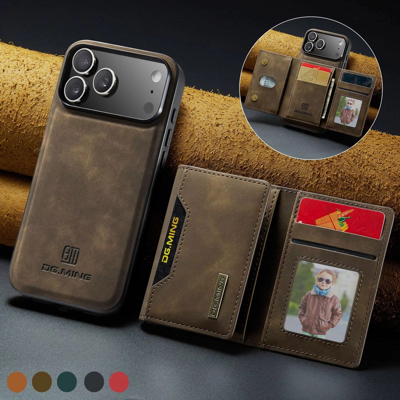 Luxury iPhone Case — 2-in-1 Detachable Magnetic Leather Wallet Cover with Card Slots, Kickstand Function & Protective Full-Body Design