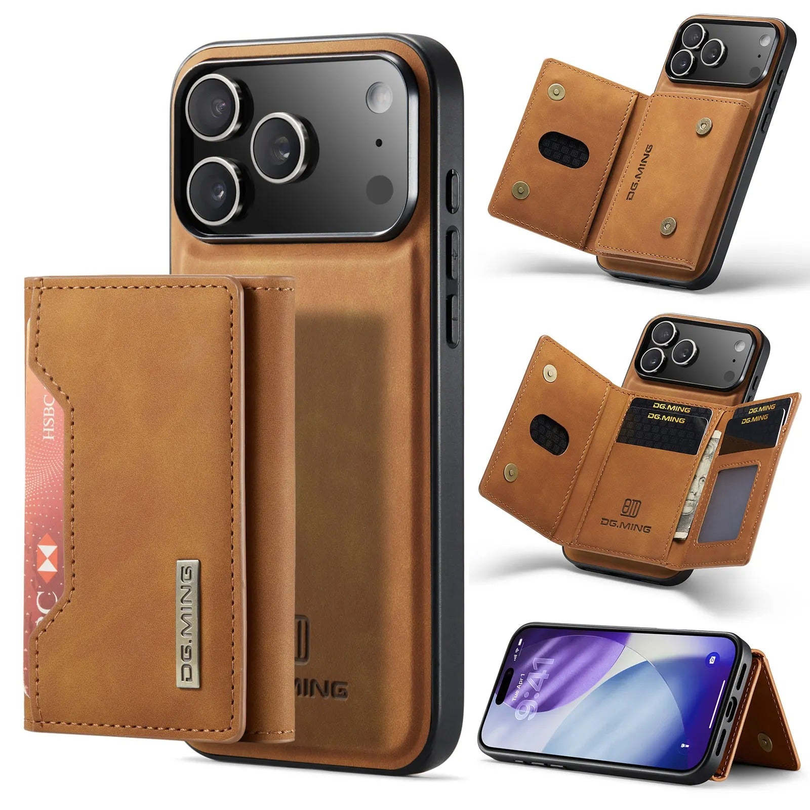 Luxury iPhone Case — 2-in-1 Detachable Magnetic Leather Wallet Cover with Card Slots, Kickstand Function & Protective Full-Body Design