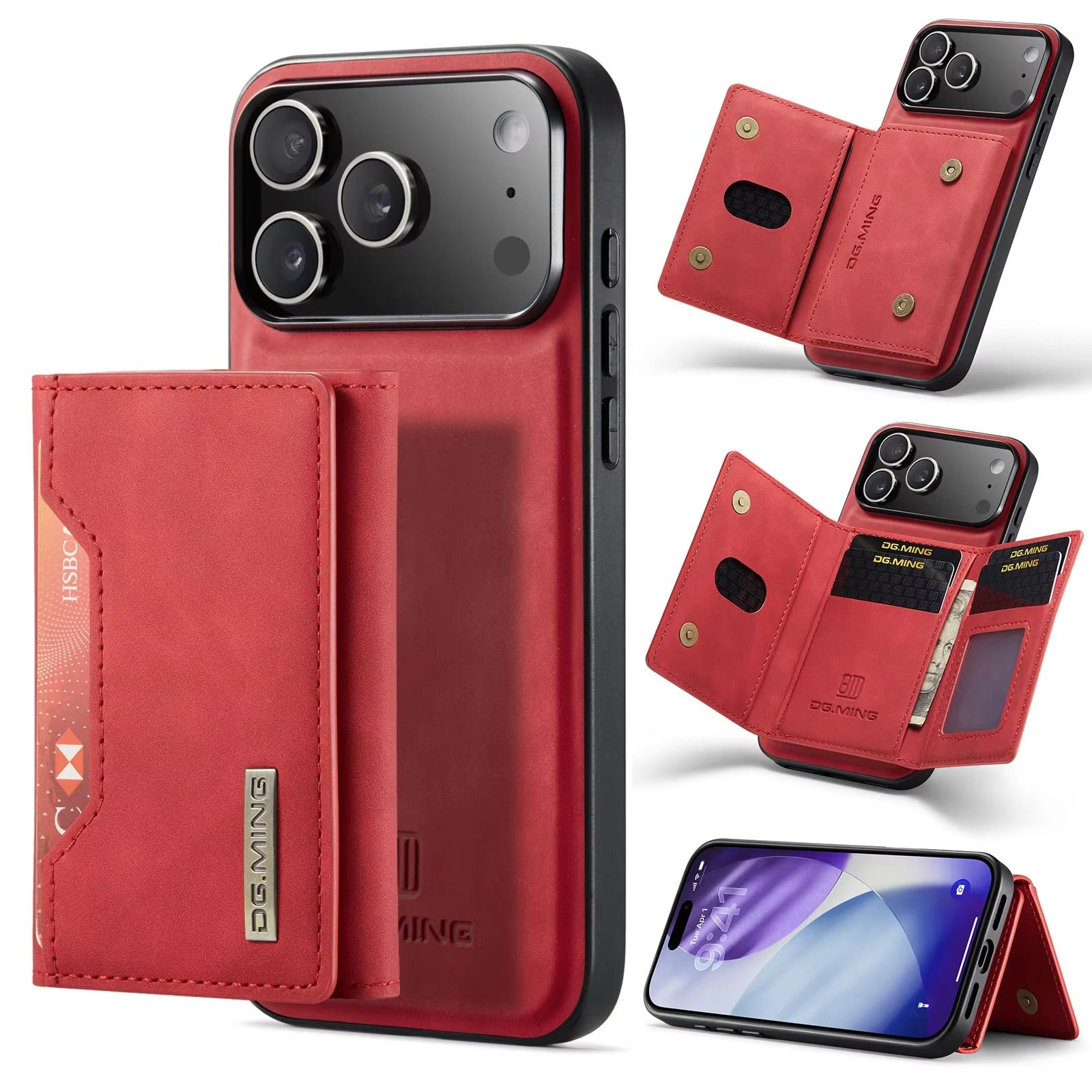 Luxury iPhone Case — 2-in-1 Detachable Magnetic Leather Wallet Cover with Card Slots, Kickstand Function & Protective Full-Body Design