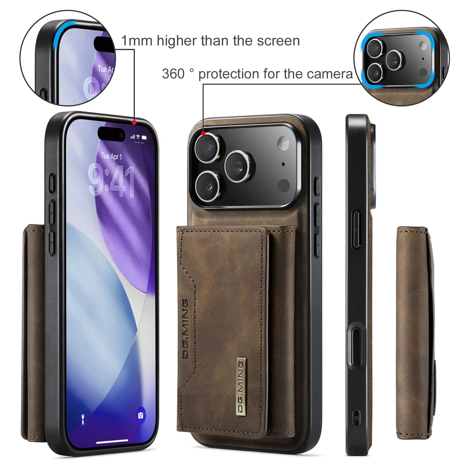 Luxury iPhone Case — 2-in-1 Detachable Magnetic Leather Wallet Cover with Card Slots, Kickstand Function & Protective Full-Body Design