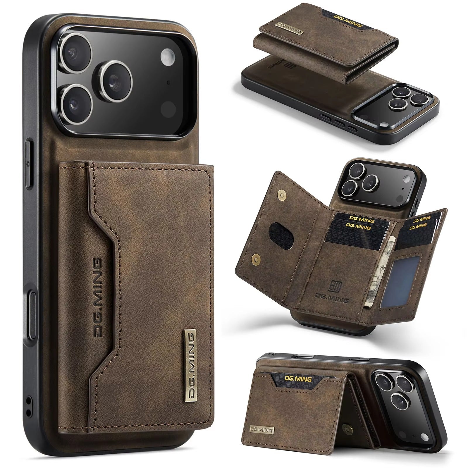 Luxury iPhone Case — 2-in-1 Detachable Magnetic Leather Wallet Cover with Card Slots, Kickstand Function & Protective Full-Body Design
