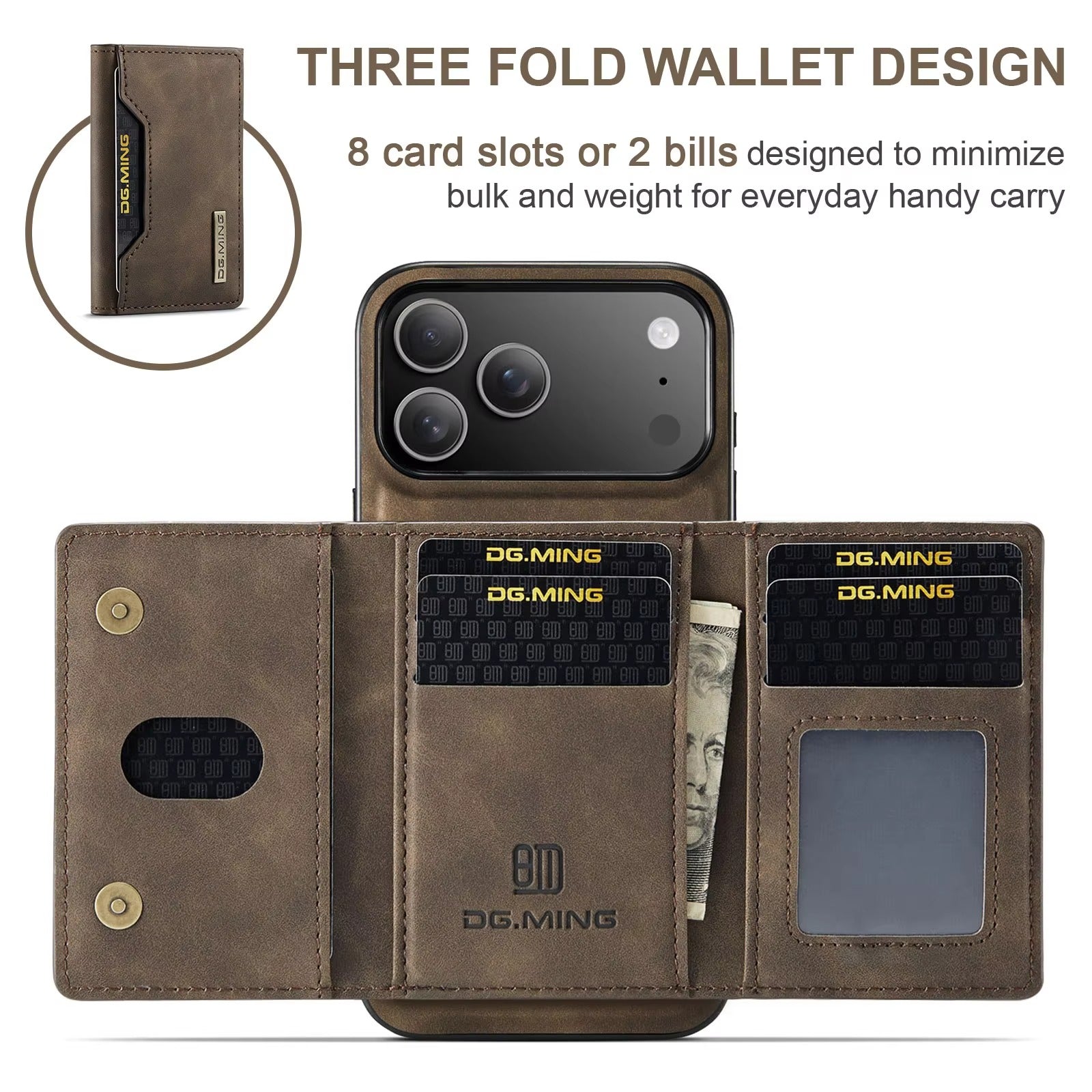 Luxury iPhone Case — 2-in-1 Detachable Magnetic Leather Wallet Cover with Card Slots, Kickstand Function & Protective Full-Body Design