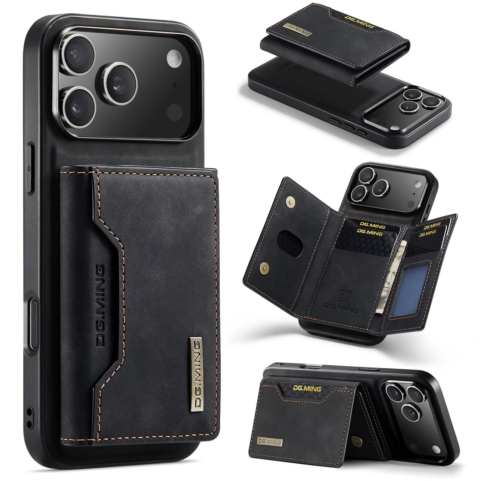Luxury iPhone Case — 2-in-1 Detachable Magnetic Leather Wallet Cover with Card Slots, Kickstand Function & Protective Full-Body Design