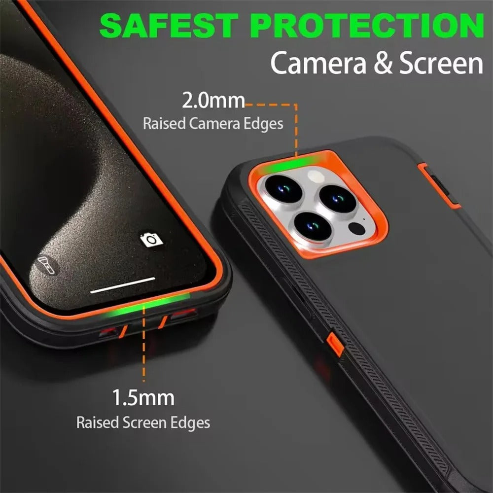 Luxury iPhone Case — 3-in-1 Defend Heavy-Duty Hybrid Armor Cover with Shockproof Silicone Protection, Anti-Scratch Finish & Non-Slip Grip Design
