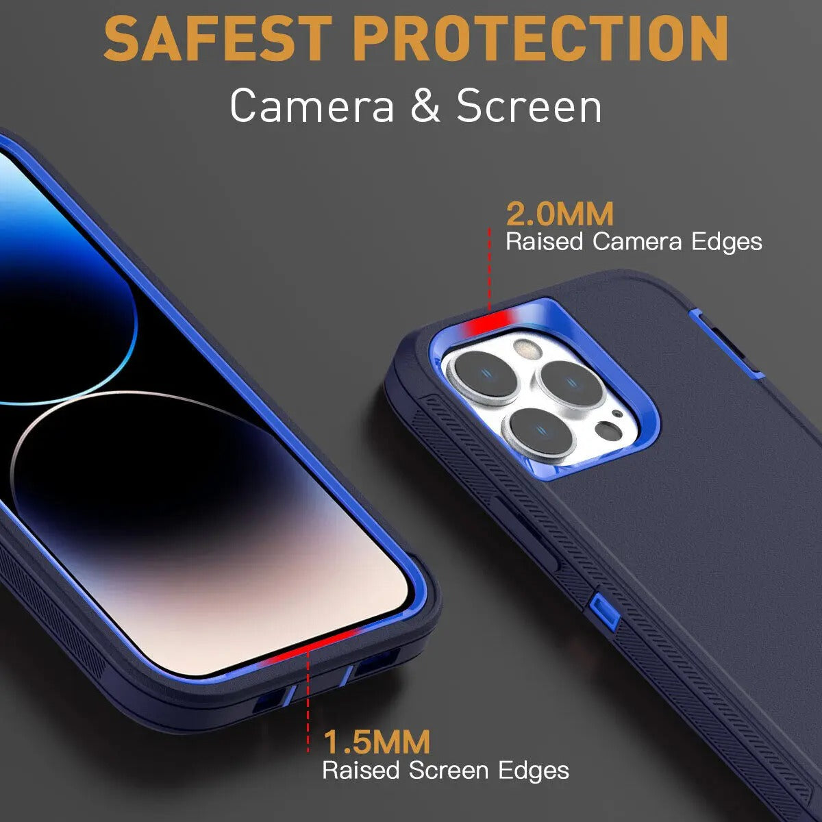 Luxury iPhone Case — 3-in-1 Defend Heavy-Duty Hybrid Armor Cover with Shockproof Silicone Protection, Anti-Scratch Finish & Non-Slip Grip Design