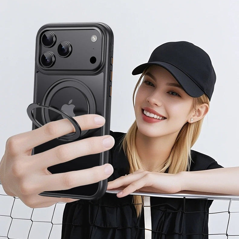 Luxury iPhone Case — 360° Mechanical Torque Rotating Stand Magnetic MagSafe Shockproof Cover