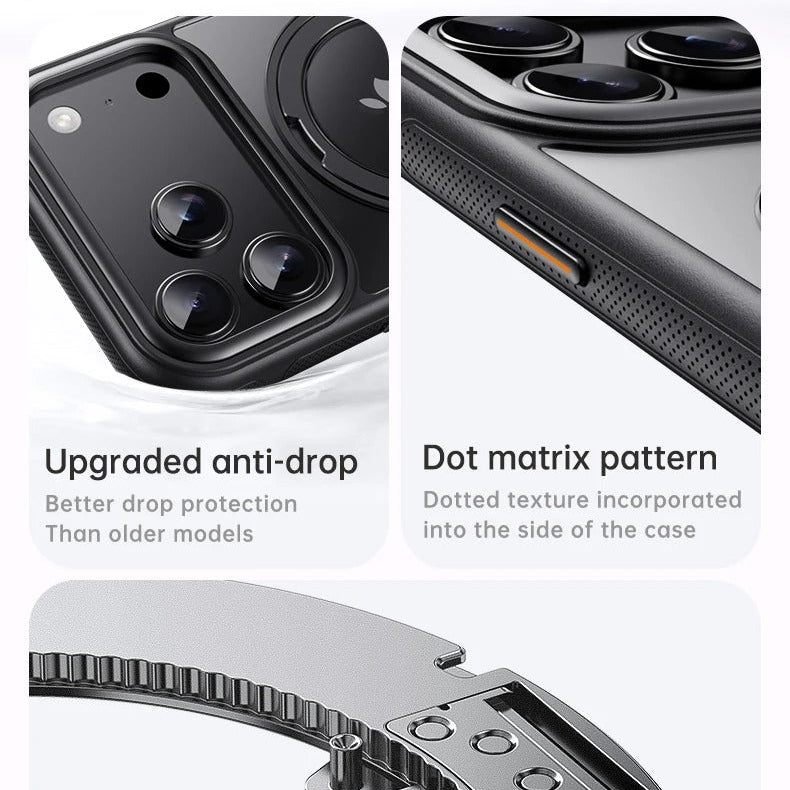 Luxury iPhone Case — 360° Mechanical Torque Rotating Stand Magnetic MagSafe Shockproof Cover